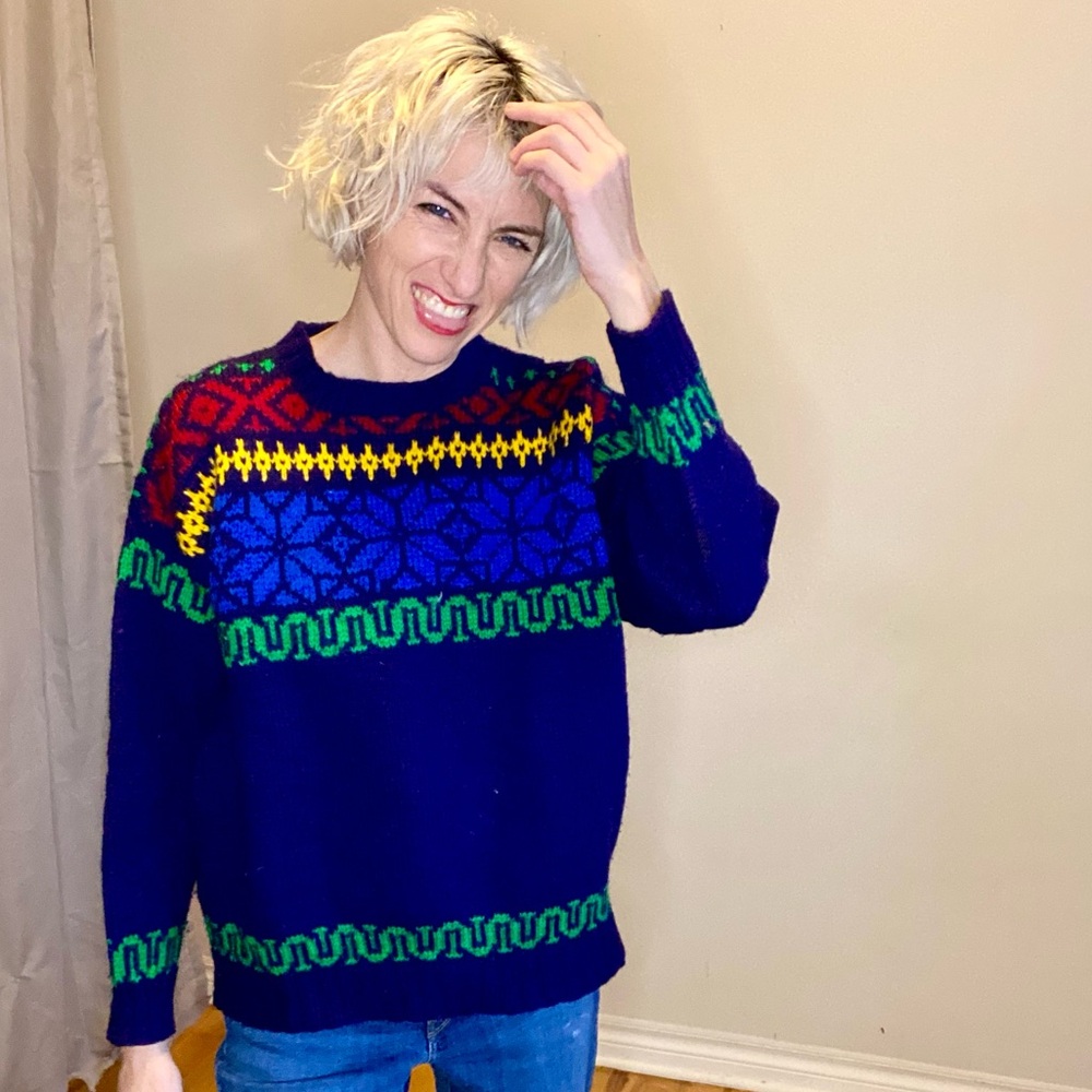 Colourful Vintage Hand Knit Sweater